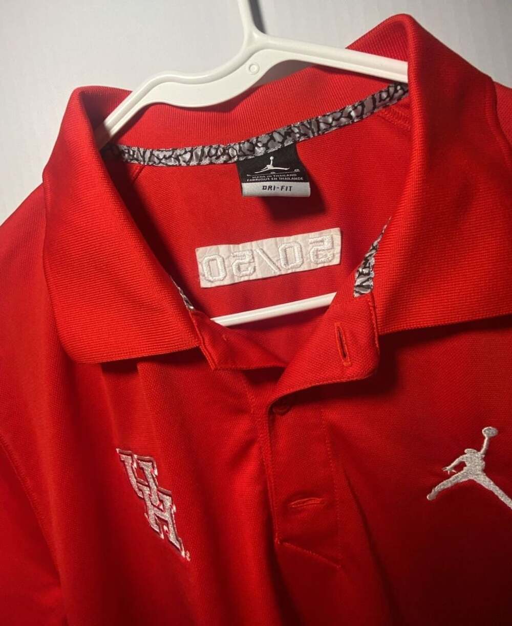 Jordan University of Houston Polo Size L Red Dri-Fit College Shirt